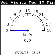 Gráfico velocidad media últimos 10 minutos